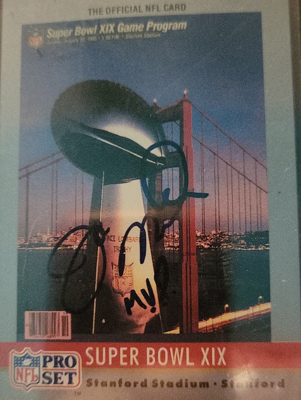 Joe Montana MVP Signed NFL Pro Set Super Bowl XIX Mint Condition